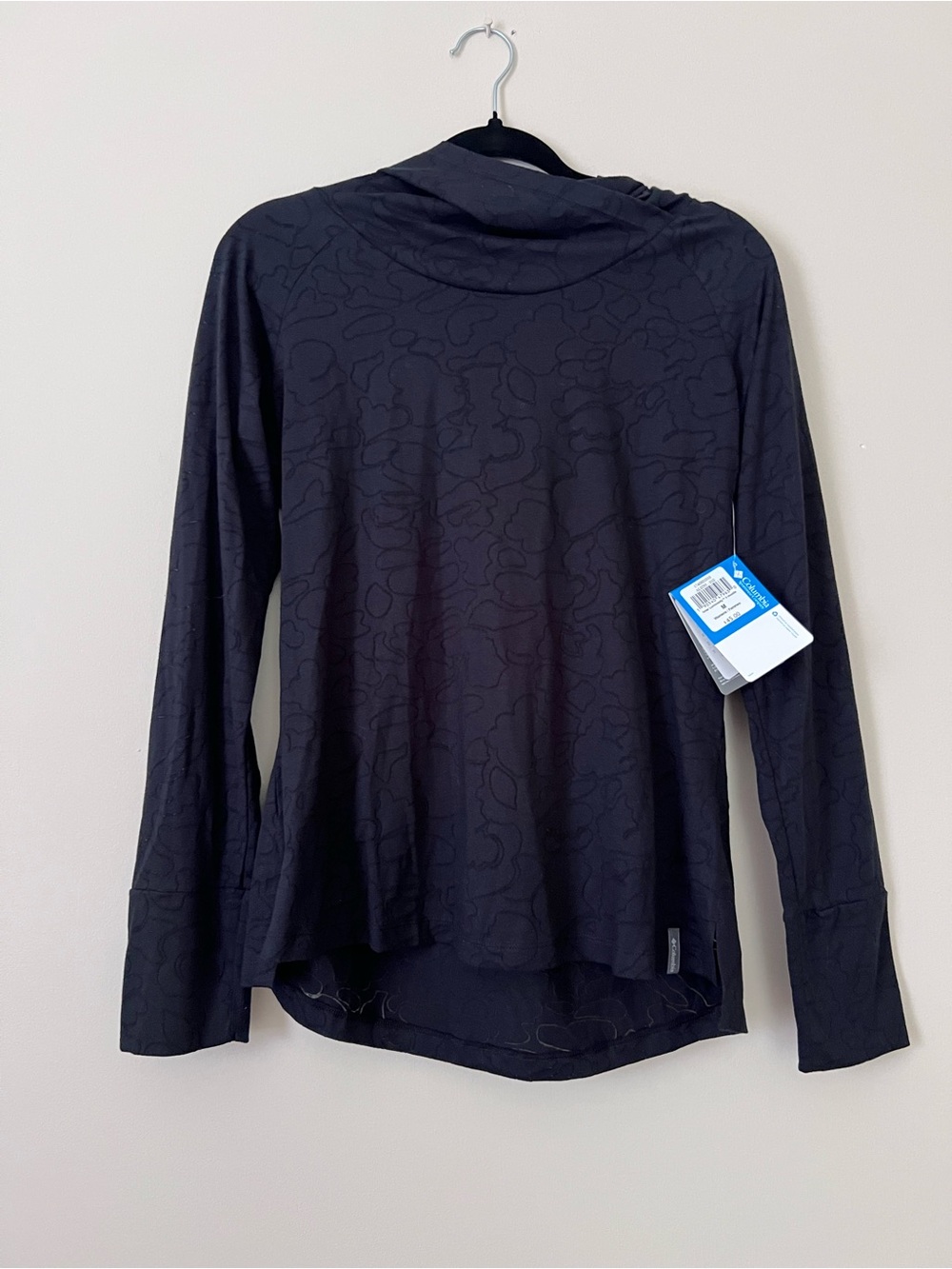 NWT! COLUMBIA ADERA INNER LUMINOSITY Black Hooded Long-Sleeve Active Shirt Sz. M